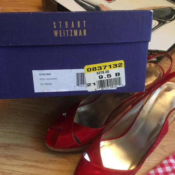 Stuart Weitzman Red patent cork platforms - Picture 6 of 6